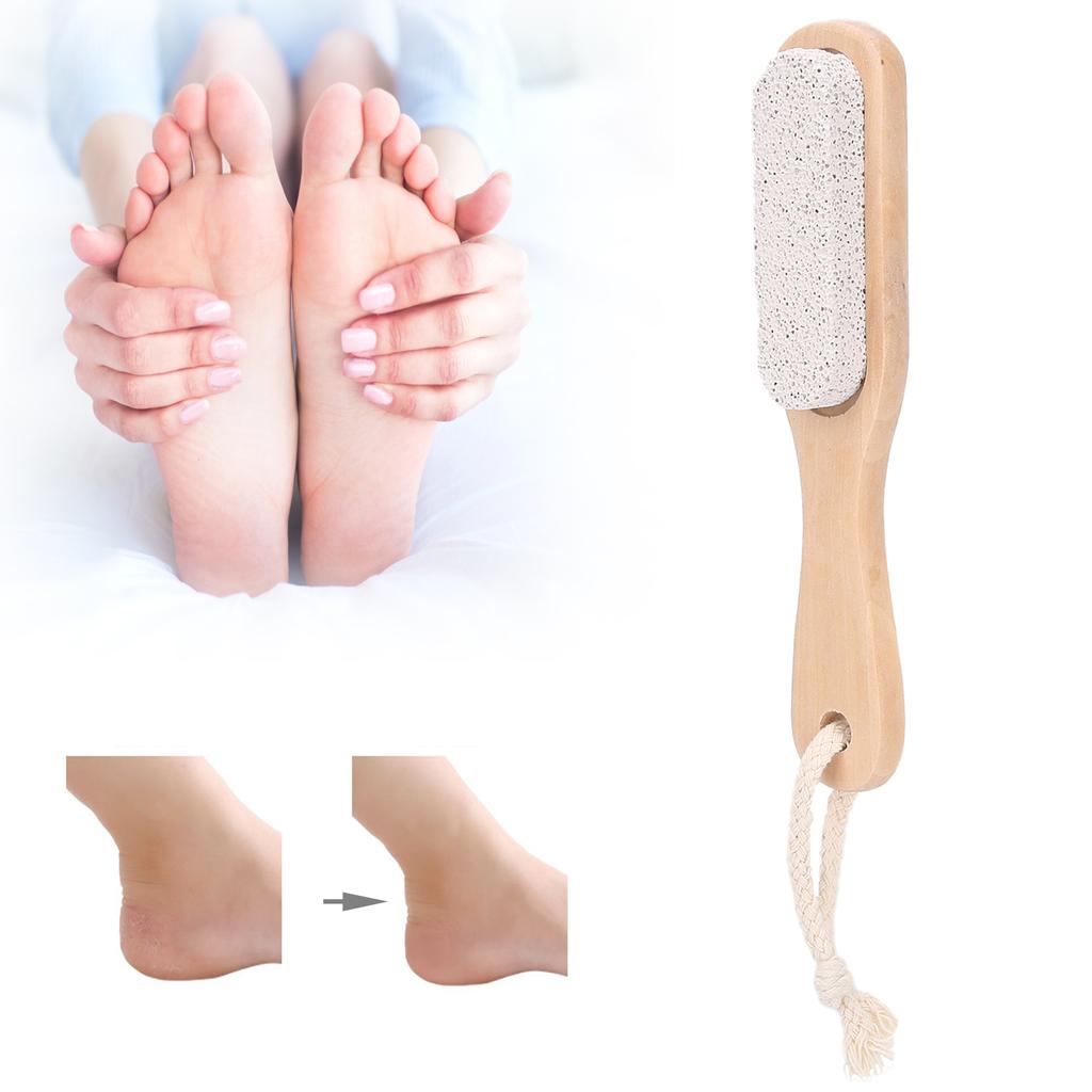 Foot File Dead Skin Callus Removing Pumice Stone Foot Pedicure Tool with Wooden Handle
