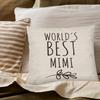 Mimi Gifts Pillow Covers 18x18, Best Grandma Gifts for Mother's Day Birthday from Grandkids, World's Best Mimi Decorative Throw Pillow Cover for Home