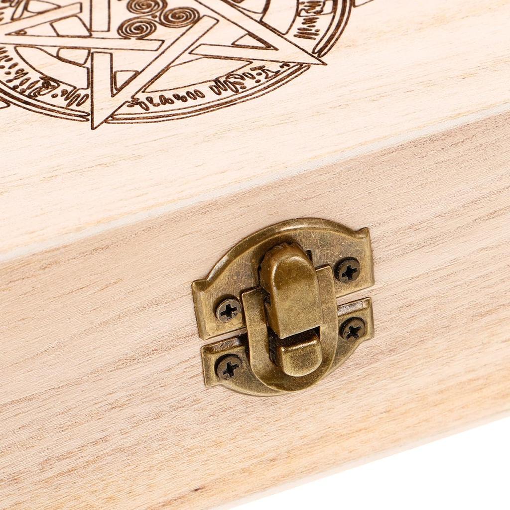 ERINGOGO Wooden Tarot Box with Large Pentagram and Card Stylish Accessory for Tarot Enthusiasts Capacity, Design, Storage,