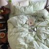 Seersucker Cloud Cotton 4Pcs Set Solid Color Bed Sheet Mattress Quilt Cover 3Pcs Set