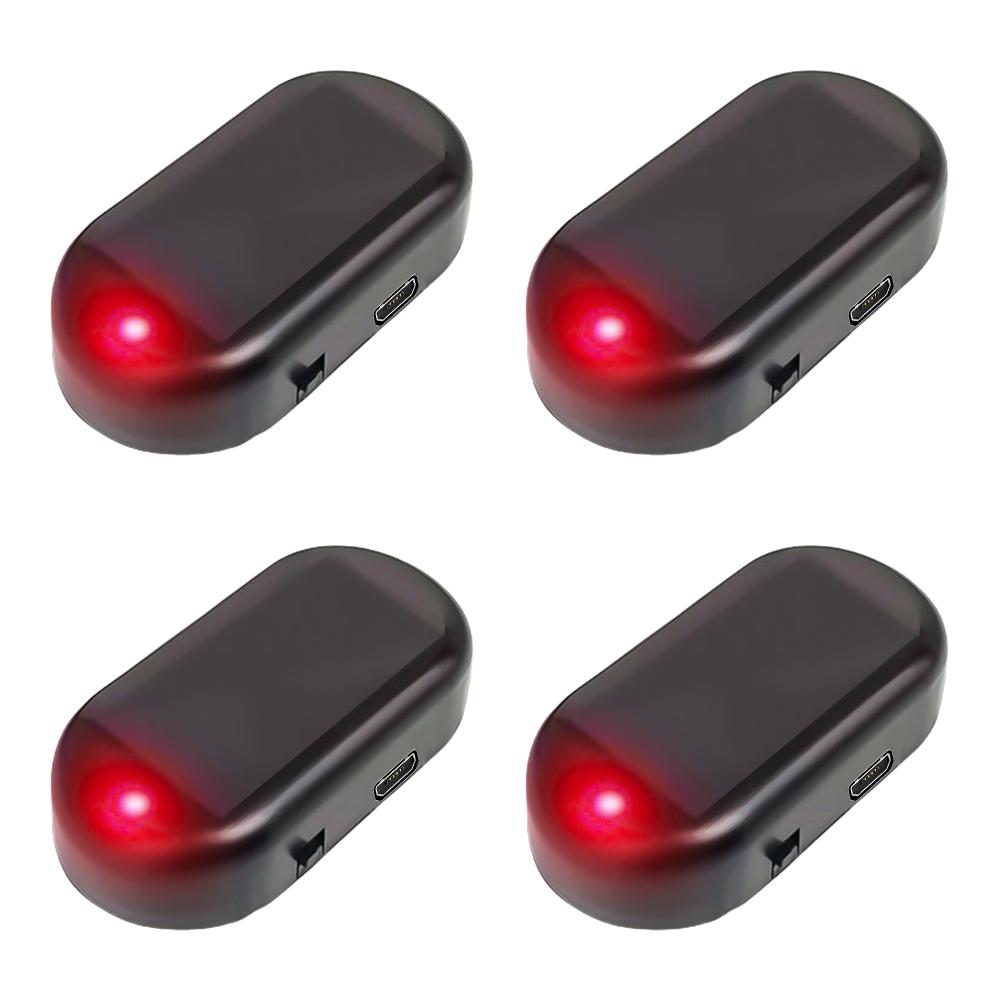 Solar Powered Car Fake Security Light Blue/Red Light LED Flashing Light Simulated Car LED Warning Light Anti-Theft Caution Lamp