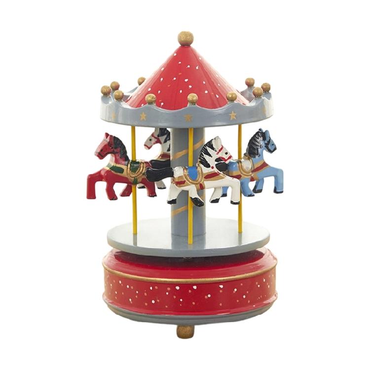 Hand Cranked Christmas Musical Carousels Box Ornament Wind Up Mechanism Music Box Ideal Gift Holiday Festives Decoration