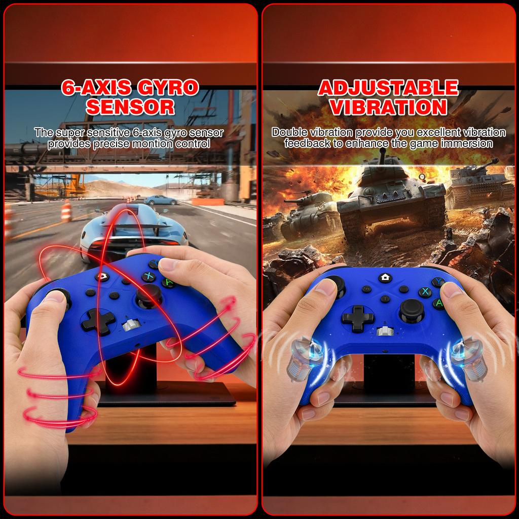 Gamepad 2.4GHz Joypad for Xbox One, Xbox Seris S/X Pc Console Dual Vibra with Six Axis Turbo Gyroscope Wireless Game Controller