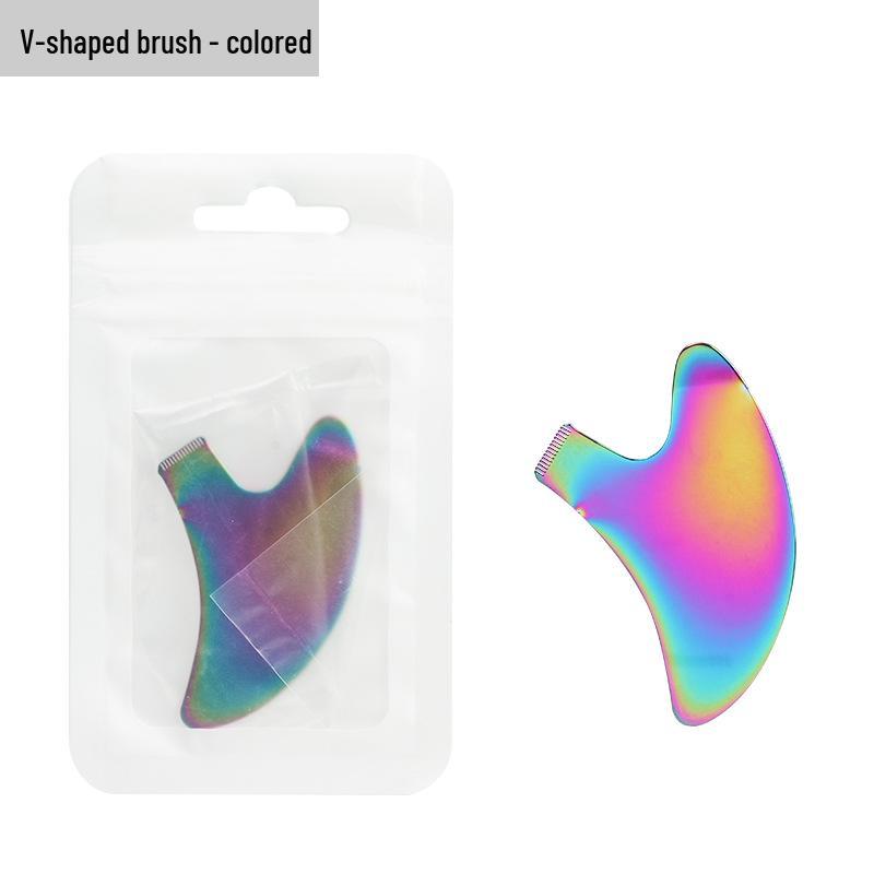 Stainless Steel Y-Shaped Eyelash Extension & Perm Comb with Small Eyebrow Brush.