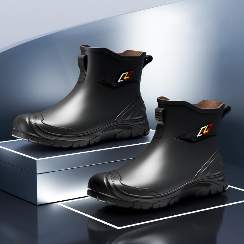 New Men Riding Rain Boots Plus Cotton Warm Non-slip Waterproof Shoes Mid-tube Work Shoes Rain Boots Motorcycle Protective Boots