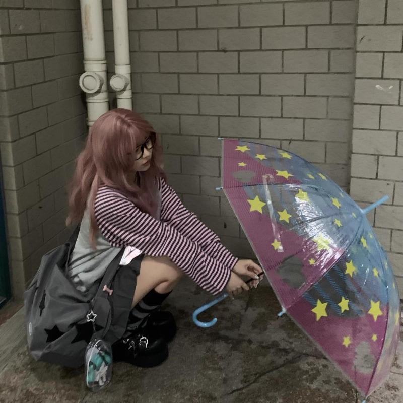 2KWEIRD Y2k Harajuku Kawaii Striped Hoodie Women Japanese Fashion Patchwork Cartoon Print Sweatshirt