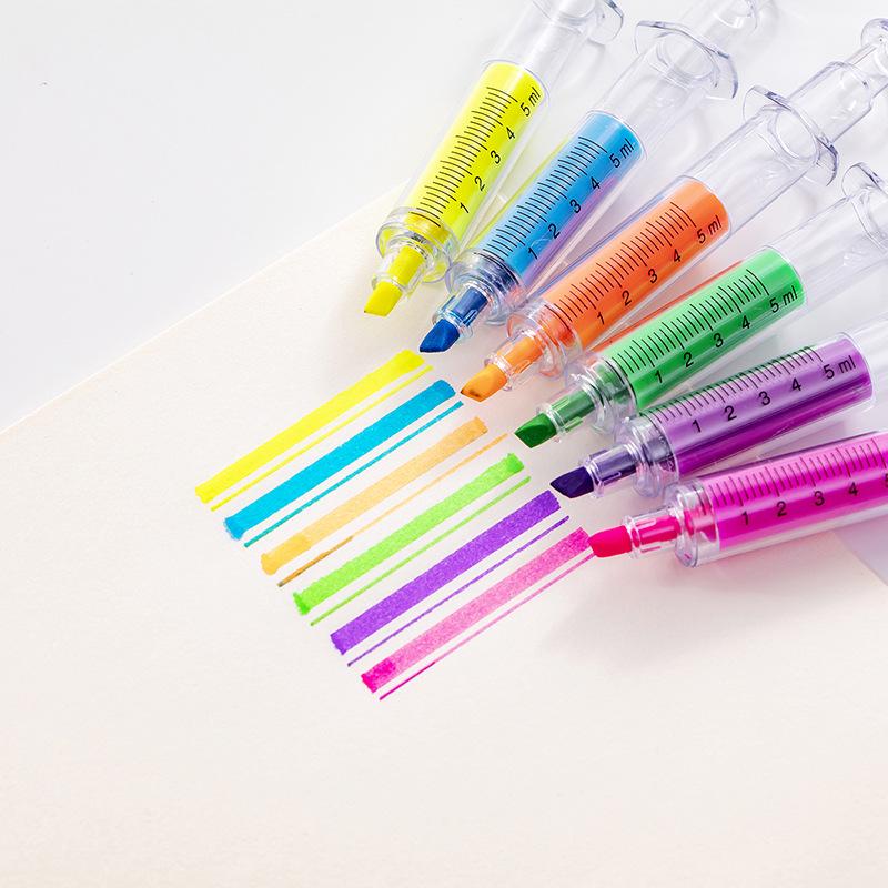 

Creative Cute Syringe Fluorescent Pens for Students - School Office Stationery, Gifts & Prizes for Kids Chisel Tip