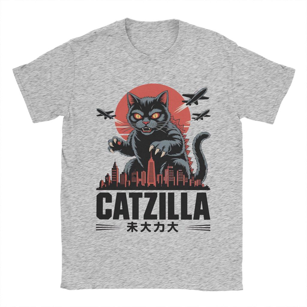 Unisex Womens Catzilla T Shirts Japanese Style Cotton Clothes Amazing Short Sleeve Round Collar Tees Gift Idea TShirt