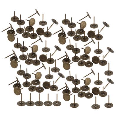 100 Piezas Clavo Tapicería Cabeza Plana Bronce Cian Hierro Pin Decorativo Sofá Accesorios Muebles 14 x