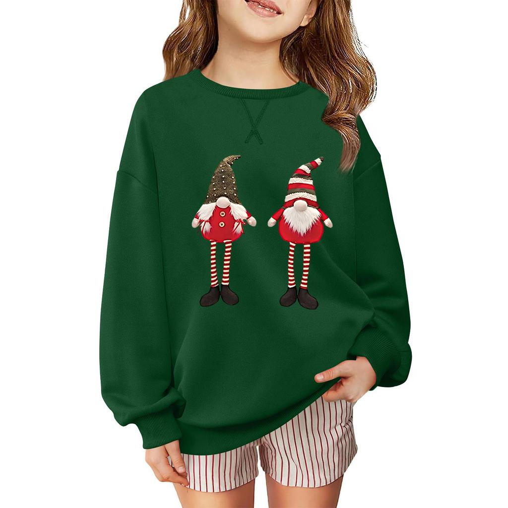 Children's Fashionable Casual Long-sleeved Loose Christmas Print Pullover Sweatshirt