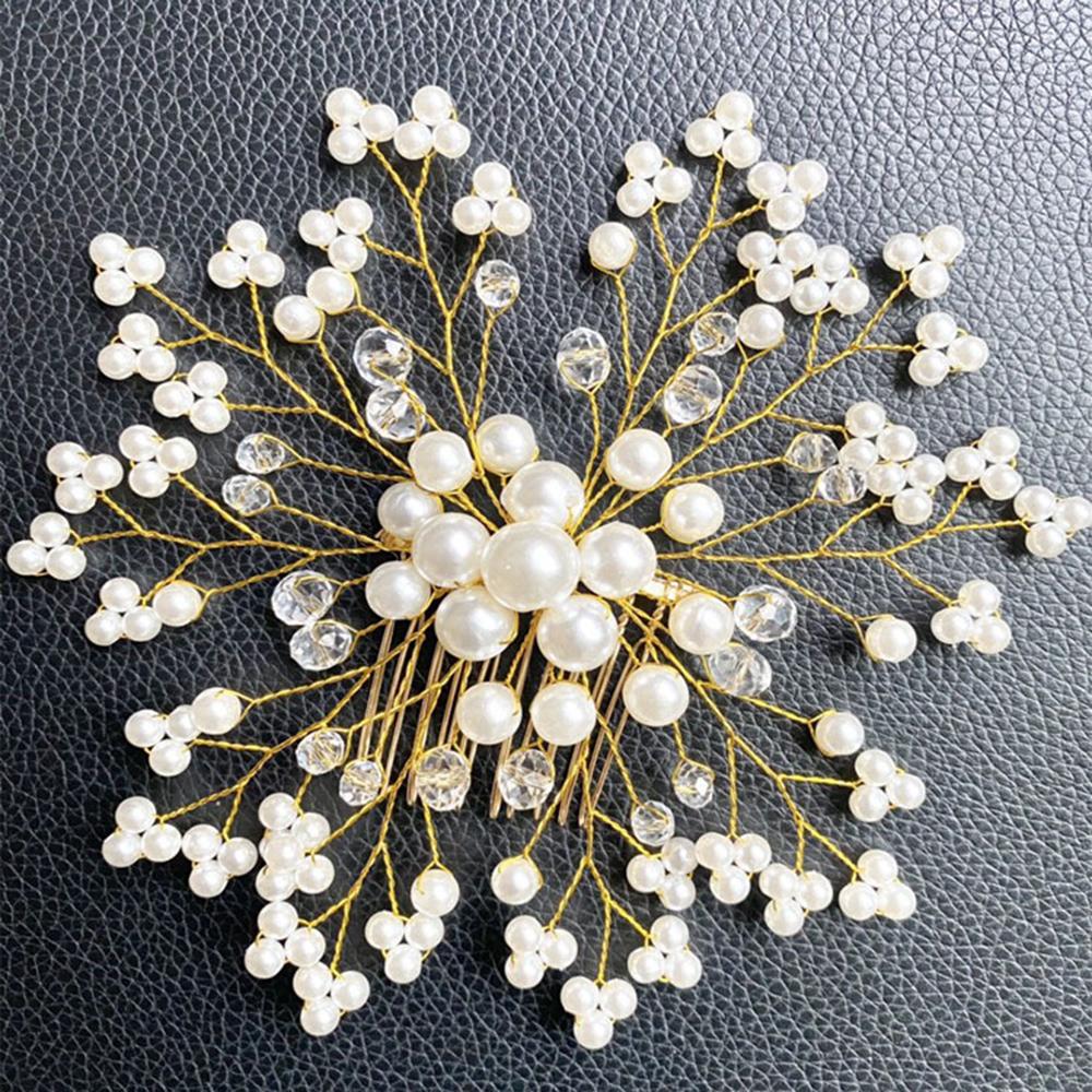 Fashion Bride Pearl Side Comb for Hair Women Girls Wedding Pageant Tiara Bridal Headdress Hair Pins Hair Accessories Jewelry