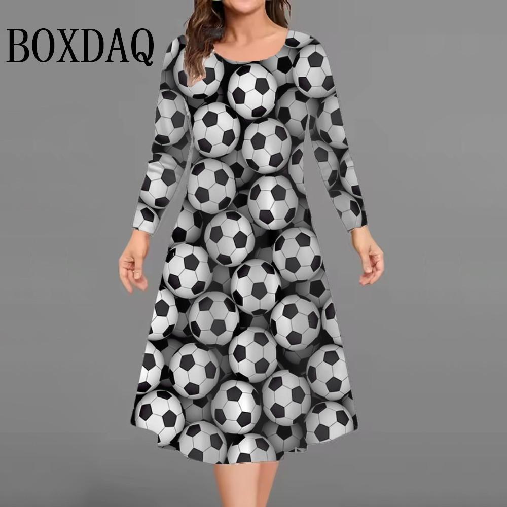 Autumn Women's Fashion Polka Dot Dress Casual Elegant Flower Print Plus Size Long Sleeve Loose Clothing Female Party Dresses