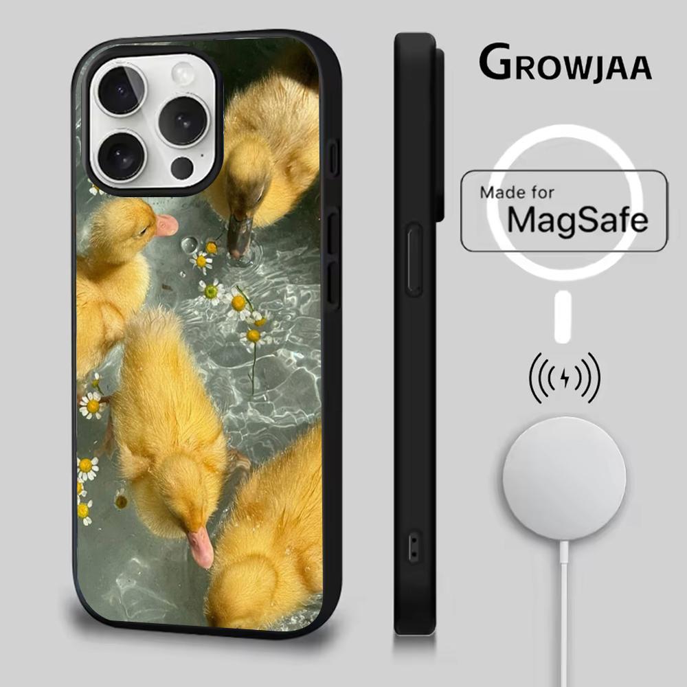 Gelbe Ente Niedliche Handyhülle Für iPhone 16e,16,15,14,13,12,11,Plus,Pro,Max,Mini Magsafe Magnetisches Kabelloses Laden