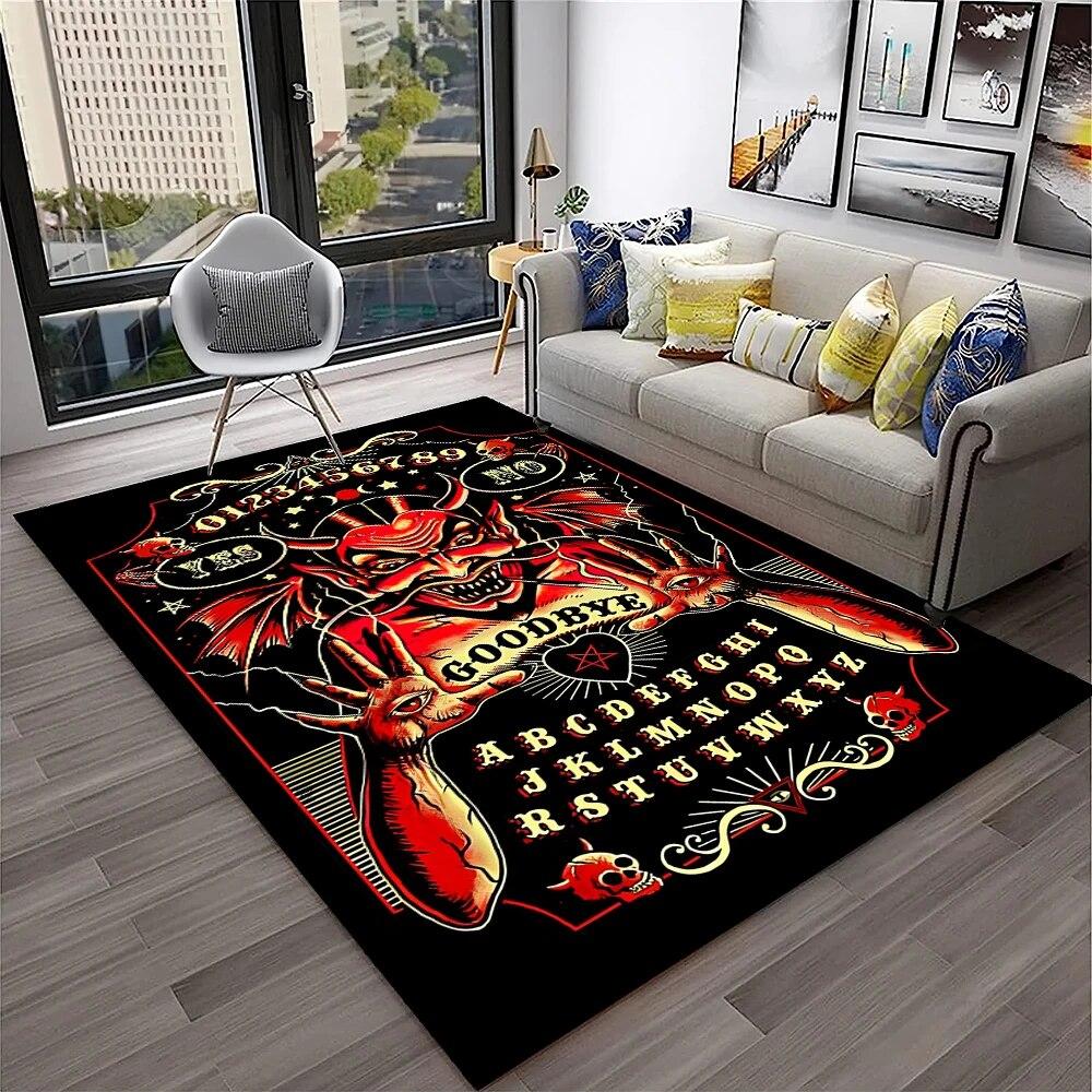 Horror Witchcraft Ouija Tarot Gothic Carpet Rug for Home Living Room Bedroom Sofa Doormat Decor,Kid Area Rug Non-slip Floor Mat