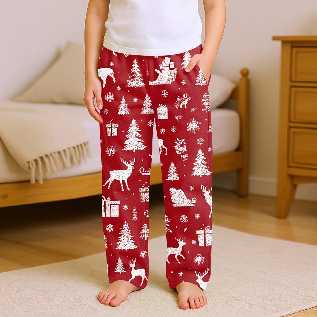 Children's Soft Comfortable Pyjama Bottoms Casual Christmas Print Home Pants