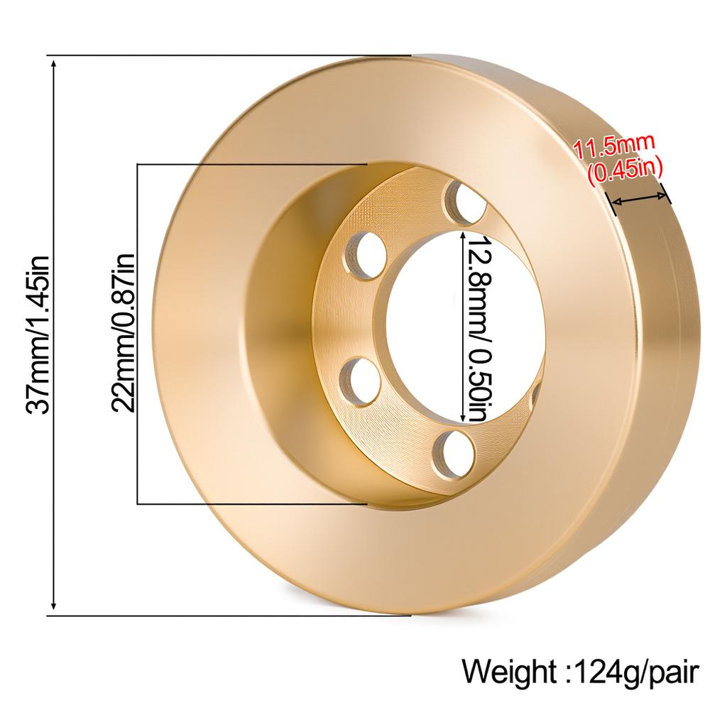 2/4Pcs Brass Internal Counterweight 62g for 1.9 2.2 Inch Wheel Rims Axial SCX10 90046 TRX4 TRX6 1/10 RC Crawler Car Parts