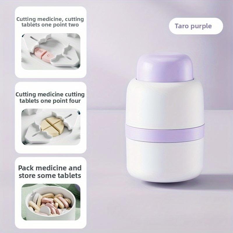 

1PC Portable 2-in-1 Pill Box with Pill Cutter for Cutting Small Pills or Large Pills in Half & Quarter Travel Pill Organizer Case фіолетовий