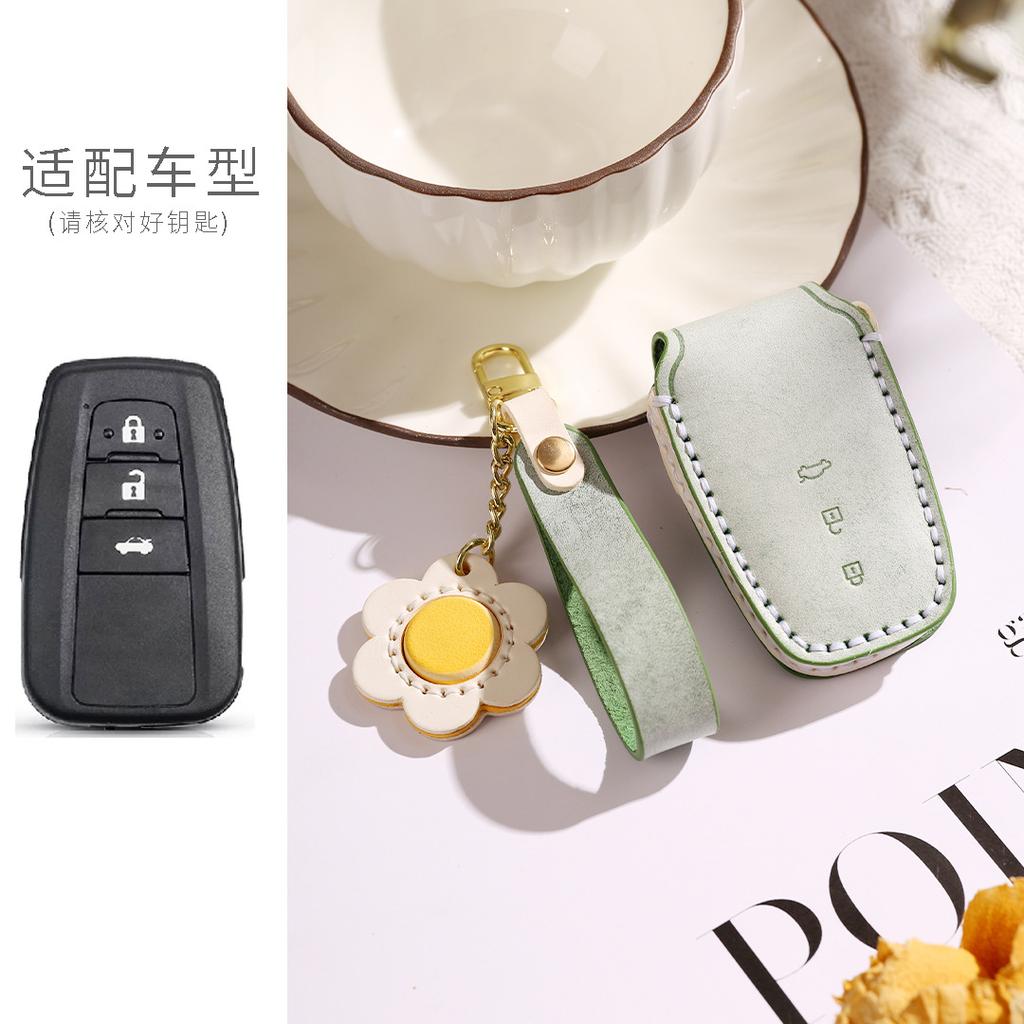 Pure Handmade Leather Key Cover For Toyota Asian Dragon Camry Sena Corolla Fog Wax Vegetable Tanned Cowhide