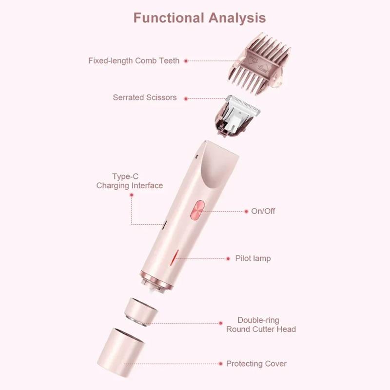 1PC Detachable Head Electric Shaver Women Electric Razors 2 In 1 Dual-Head Painless Trimmer Wet Dry Use for Ladies Pubic Hair