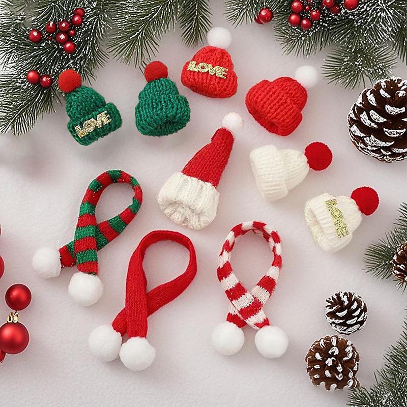 Mini Red Woolen Christmas Hat Hair Clip - Cute Dress-Up Accessory for Wine Bottles