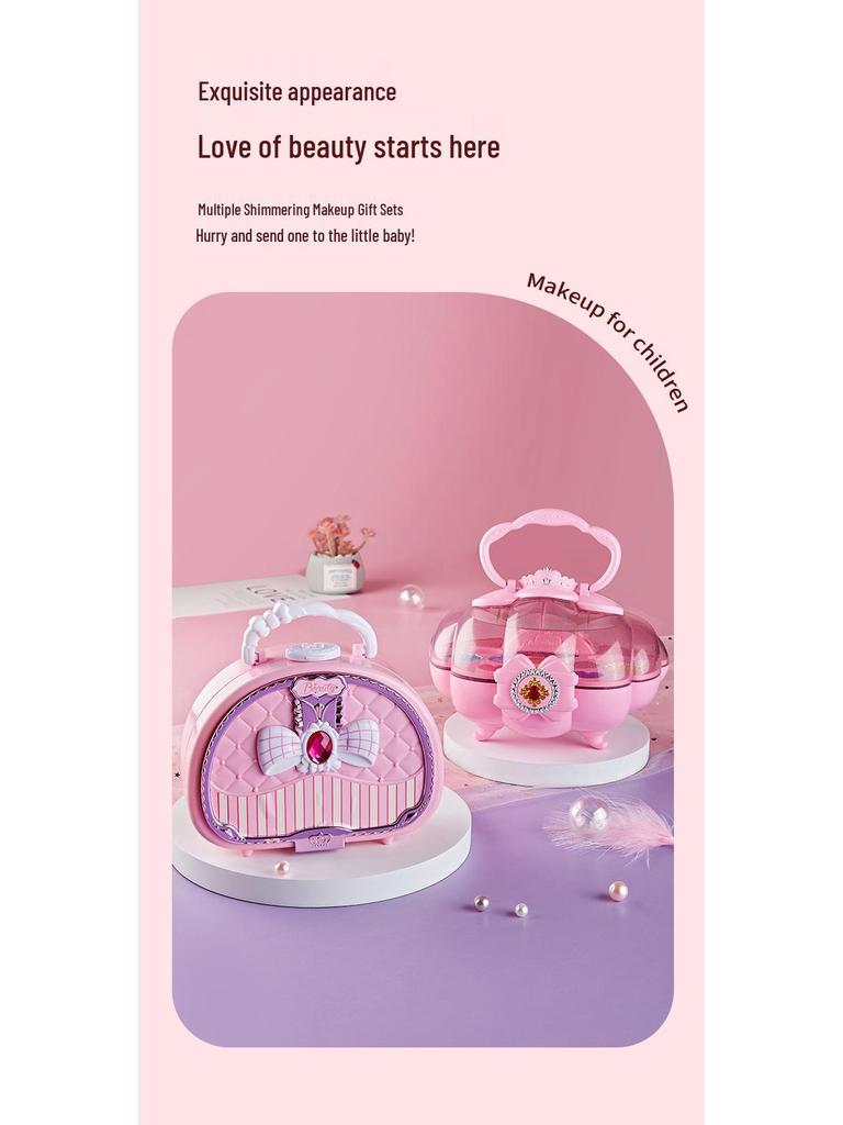 Princess Makeup Box: Washable Children's Cosmetic Set with Lipstick & Nail Polish - Perfect Birthday Gift for Girls