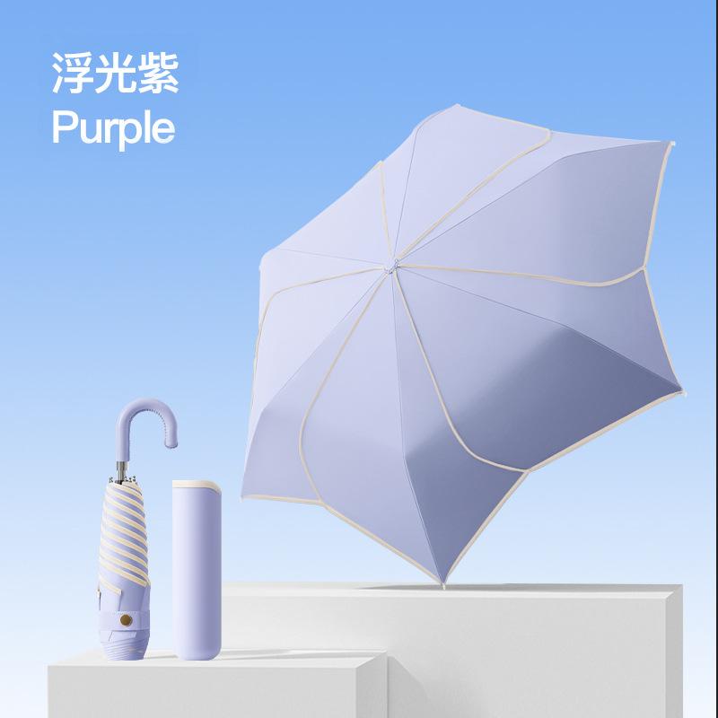 Three-fold Six-open Fresh Petals Anti-ultraviolet Weather and Rain Dual-purpose Creative Ultra-light Vinyl Folding Umbrella Umbrella Customization