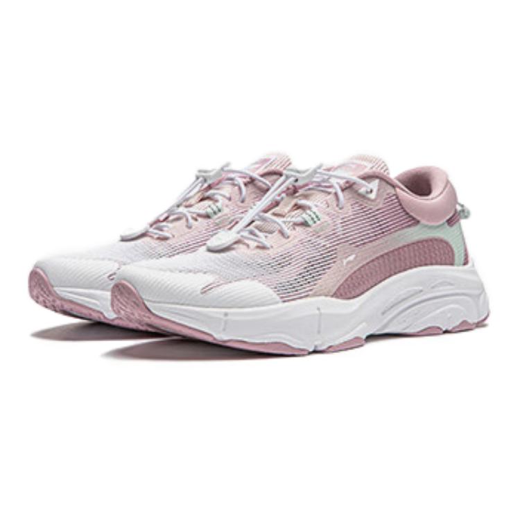 Li Ning Comfortable Versatile Non-Slip Shock Absorbing Low-Top Casual Shoes Kids Casual Shoes White Pink YKCU068-4