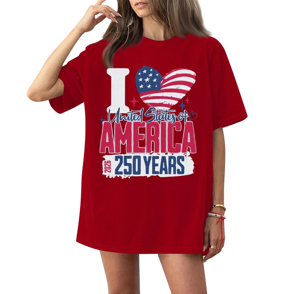 Damen Rundhals Bedrucktes Kurzarm T-Shirt Top