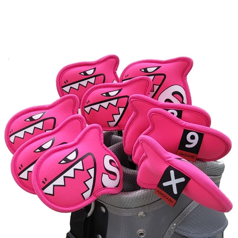 

AIMSHARK Palette Golf Iron Covers / 9-Piece Set / Golf Headcovers / Golf Club Covers (Bright Pink)