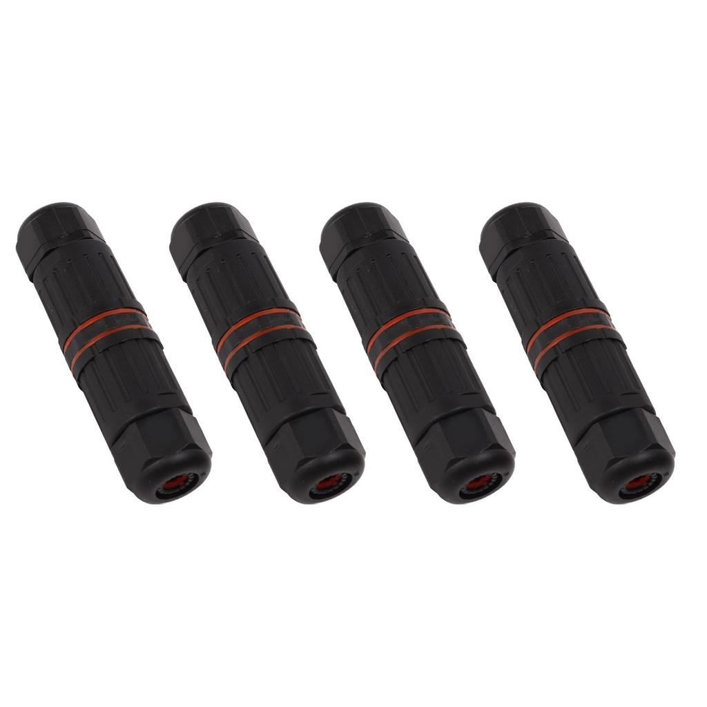 4PCS Electrical Connector Waterproof 3 Pin 10A Flame Retardant PA66 Rubber Washer Wire Connector