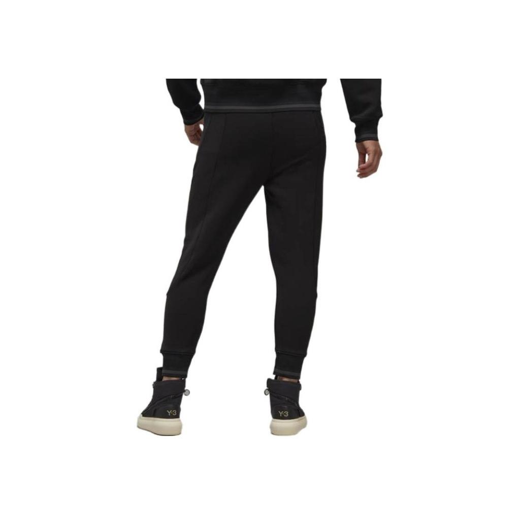 Y-3 FW22 Classic Solid Color Drawstring Cuffed Knit Sports Pants Men Bottoms Black HM5035