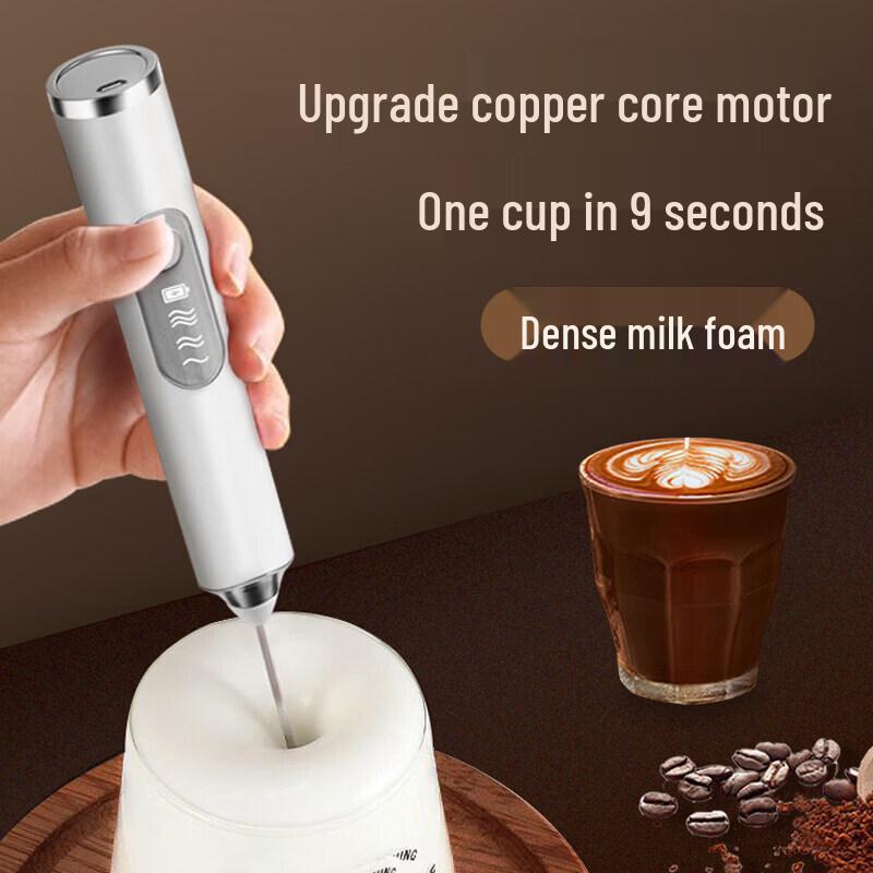 Electric Handheld Milk Frother with Glass Beaker