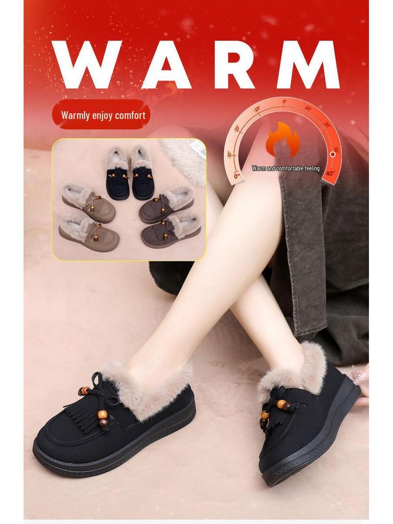 Birkenstock Women's Cotton Winter Loafers - Plus Velvet Warm Furry Casual Retro Shoes