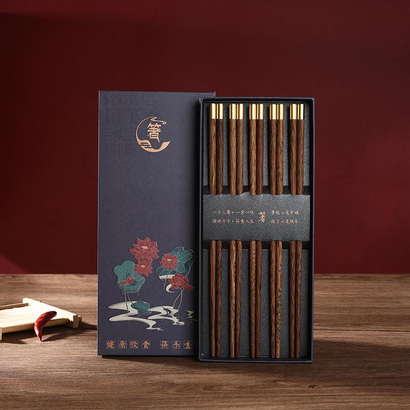 Alta Qualidade Premium Sândalo Vermelho Natural Palitos de Chopsticks Embalagem Caixa de Presente Talheres Domésticos Conjunto de Talheres Palitos de Chopsticks Chineses
