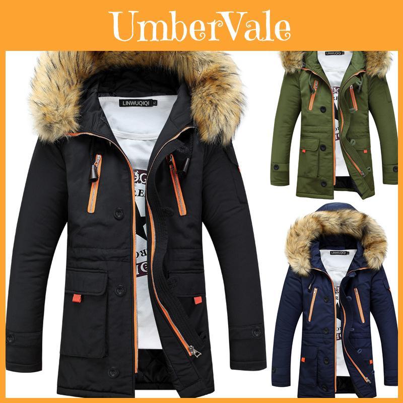 Luxurious Mens Trench Coat With Fur Hood Warm Winter Parka For Outdoor Adventures