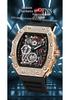 Oufannishi Barrel-Shaped Quartz Waterproof Skeleton Men's Watch with Calendar and Luminous Features