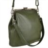 Women's Handbag Olive Green Natural Leather with Clasp
