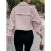 Women's Fashion Casual Solid Color Print Autumn Winter Long Sleeve POLO Neck Jackets  Coats