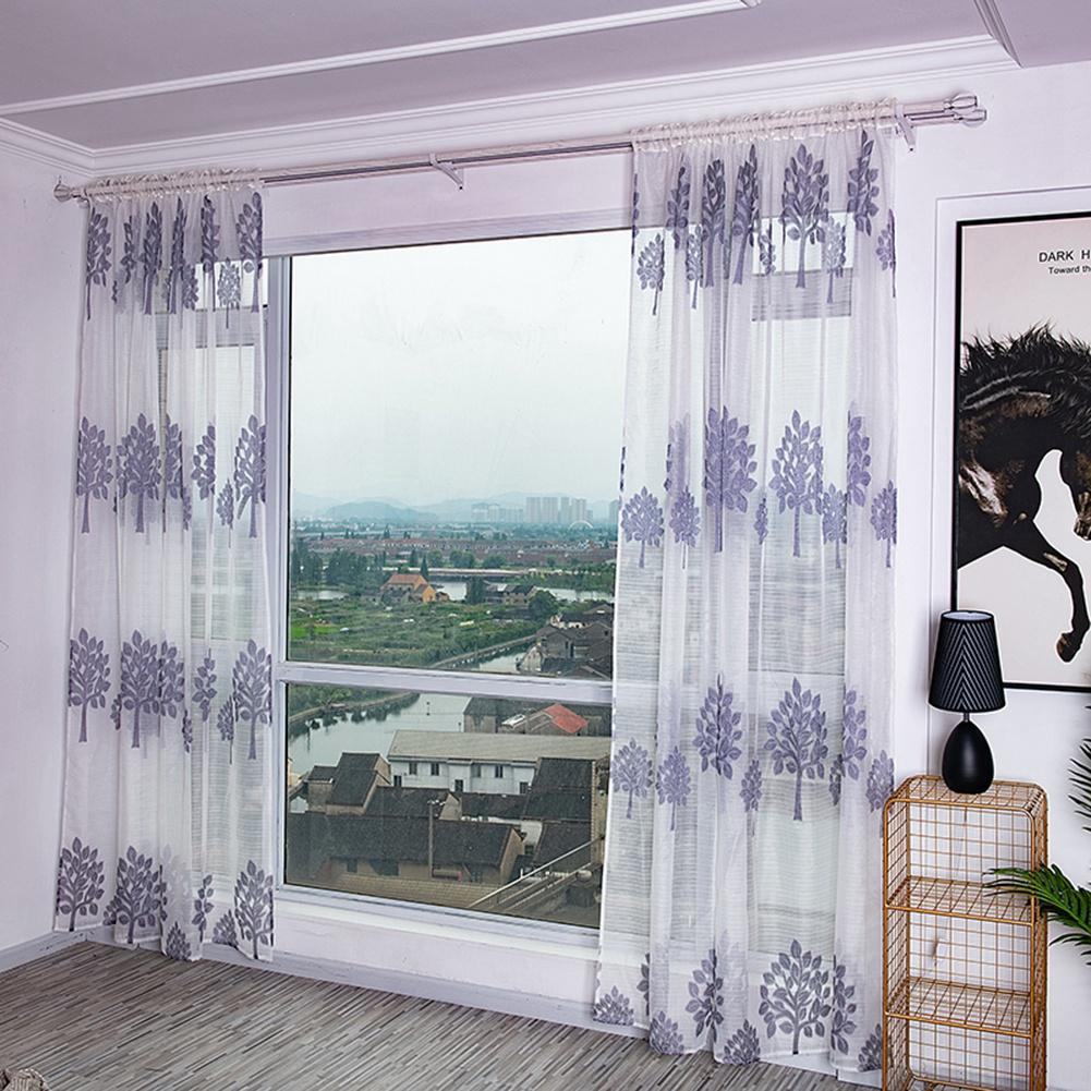 TreE  shape Anti mosquito Super Soft Sheer Voile Drape Window Curtains Livling Room Decor