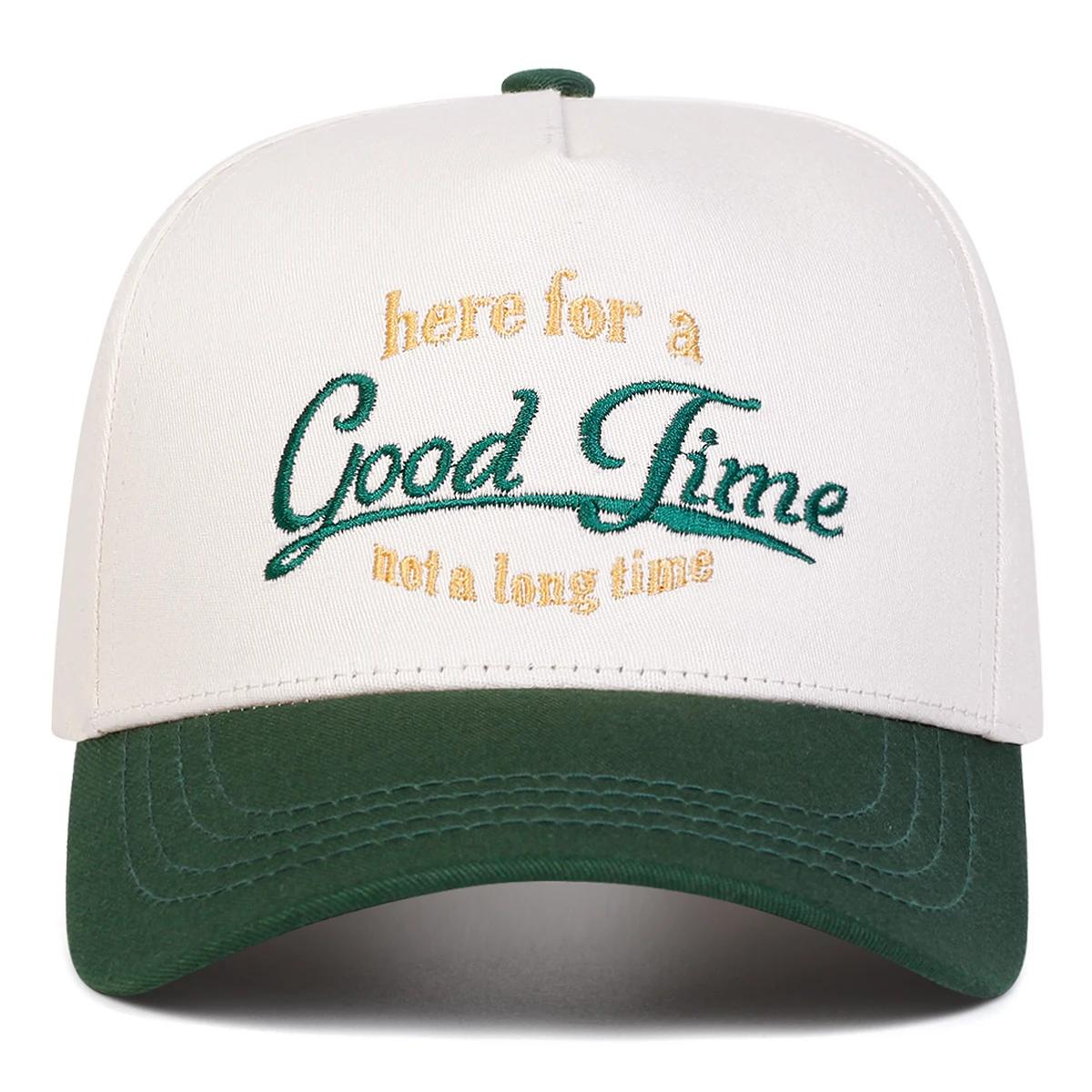 

Бейсболки унисекс GOOD TIME с вышитыми буквами, регулируемые, для отдыха на весну и осень, повседневные, солнцезащитные кепки зелёный