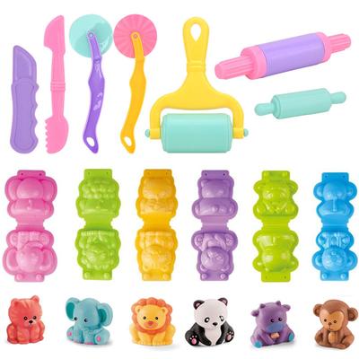 Moldes de Animales 3D de Dibujos Animados Herramientas de Creación DIY Para Niños Pequeños Varios Moldes de Animales Rodillos Accesorios de Masa de Arcilla