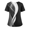 Damen locker kurzärmlig modisch geometrischer Druck von Pflanzen und Blumen Druck V-Ausschnitt knopfbar Seitenschlitz Oberteil T-Shirt