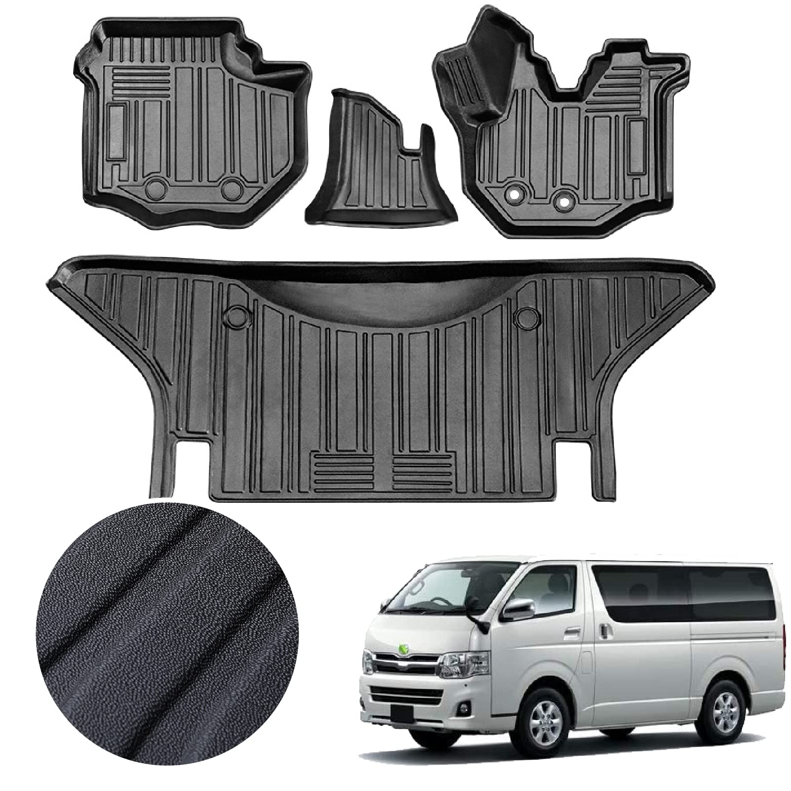 

WAIROGA Toyota Hiace 200 Series 3D Пол Hiace TRH KDH2 Серии TPE Индивидуальный Набор для Интерьера Hiace 200 Август 2004 Коврики, (Типы 1/2/3/4/5), Материал, чёрный