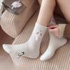 Little Rabbit Socks for Women's Spring and Autumn, Cotton-soled Mid-calf Socks, Cute Pile Socks, Sweet Three-dimensional Bow, Trendy