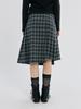 Opish Layered Check Pleats Wrap Skirt, Black
