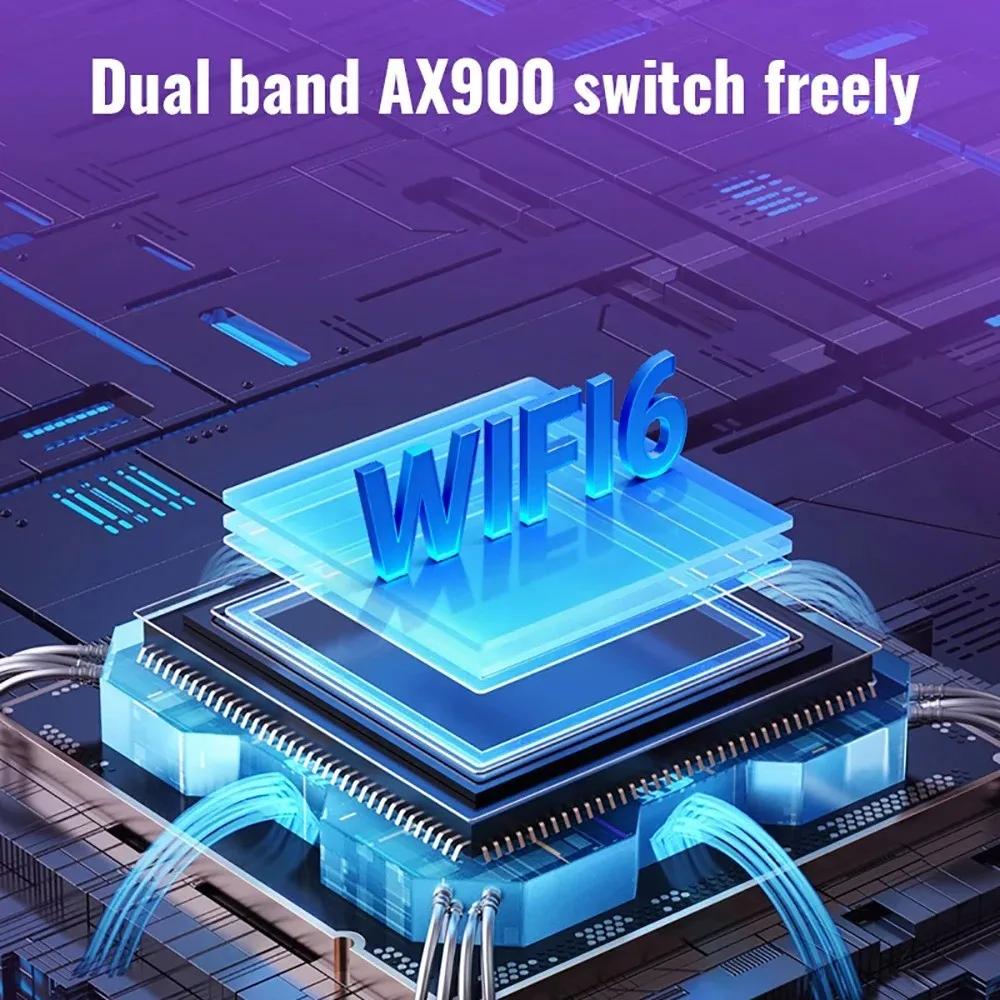 2 in 1 USB Bluetooth 5.4 Adapter WiFi 6 900Mbps Wireless Network Card 2.4G&5GHz Dual Band USB Dongle Driver Free For Win10/11