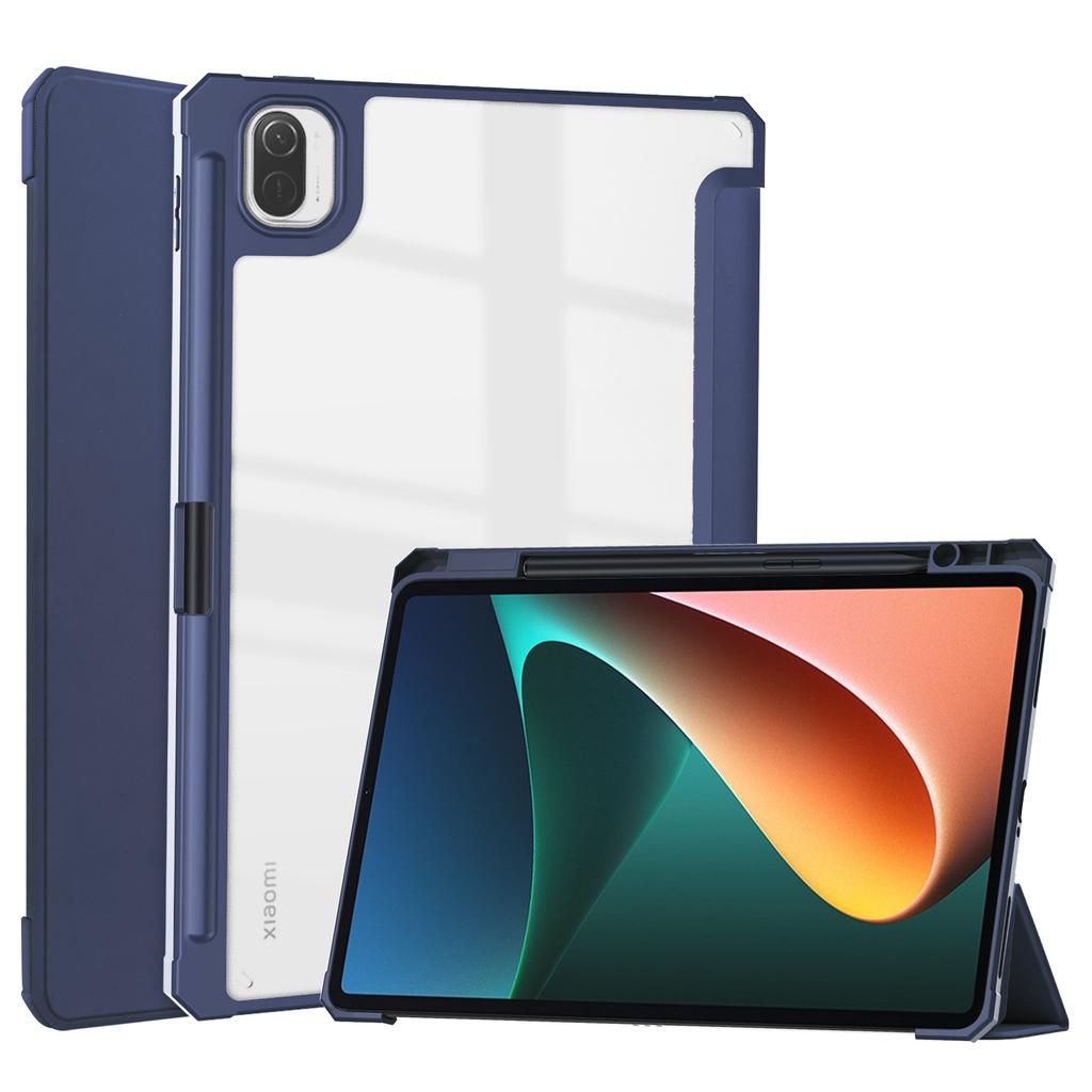 Luxury for Xiaomi MiPad Mi Pad 5 Pro Mi Pad 5 Transparent Back PU Leather Smart Cover with Pencil Holder Case for Tablets
