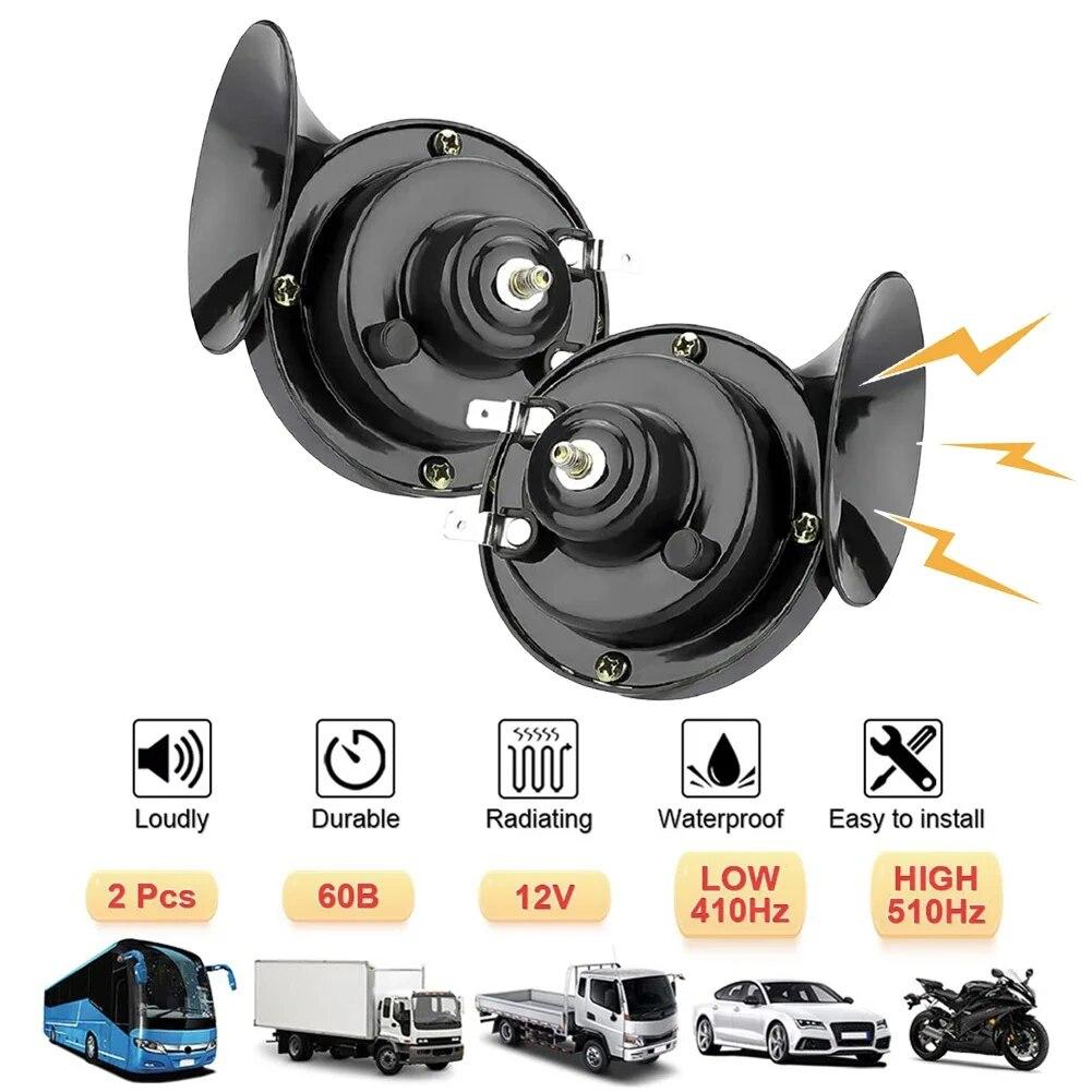 12V Snail Air Horn 48W Waterproof Train Horn 300DB Air Motorcycle Horn Auto Snail Horn for Motorcycle Car Truck SUV Boat