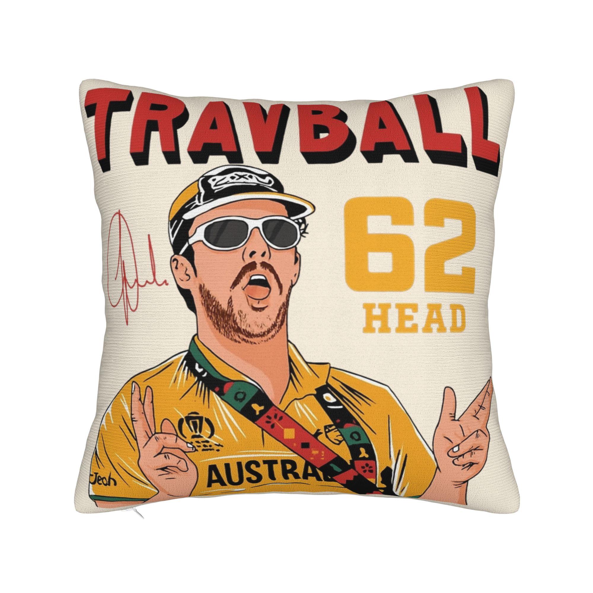 Трэвис Хед Австралийский Игрок в Крикет Travball Наволочка Напечатанная Наволочка для Подушки Декорации Чехол для Подушки-Пледа Домашний Квадратный Peach skin 18*18(CM)-1Pcs