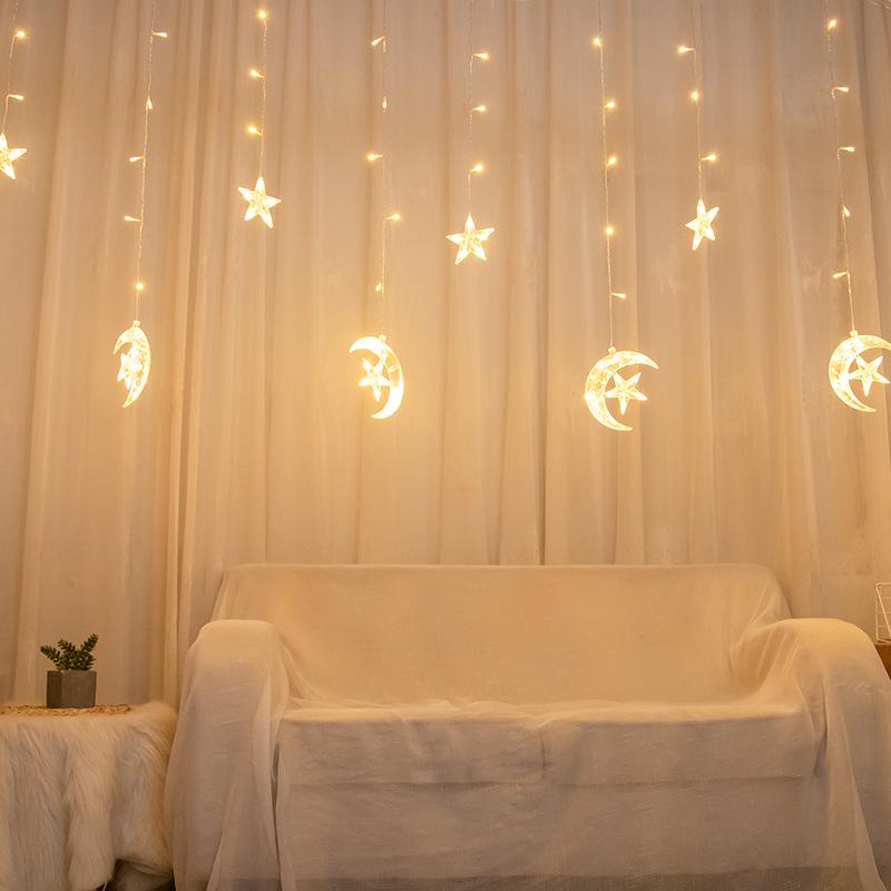 Solar and USB Styles LED Christmas Curtain String Lights, Star Moon Wish Ball Decor Lights, Warm White Ambient Icicle Lights, Multiple Styles